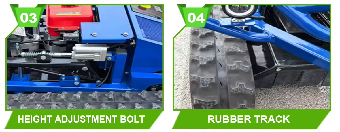 Height adjustment bolt and rubber track