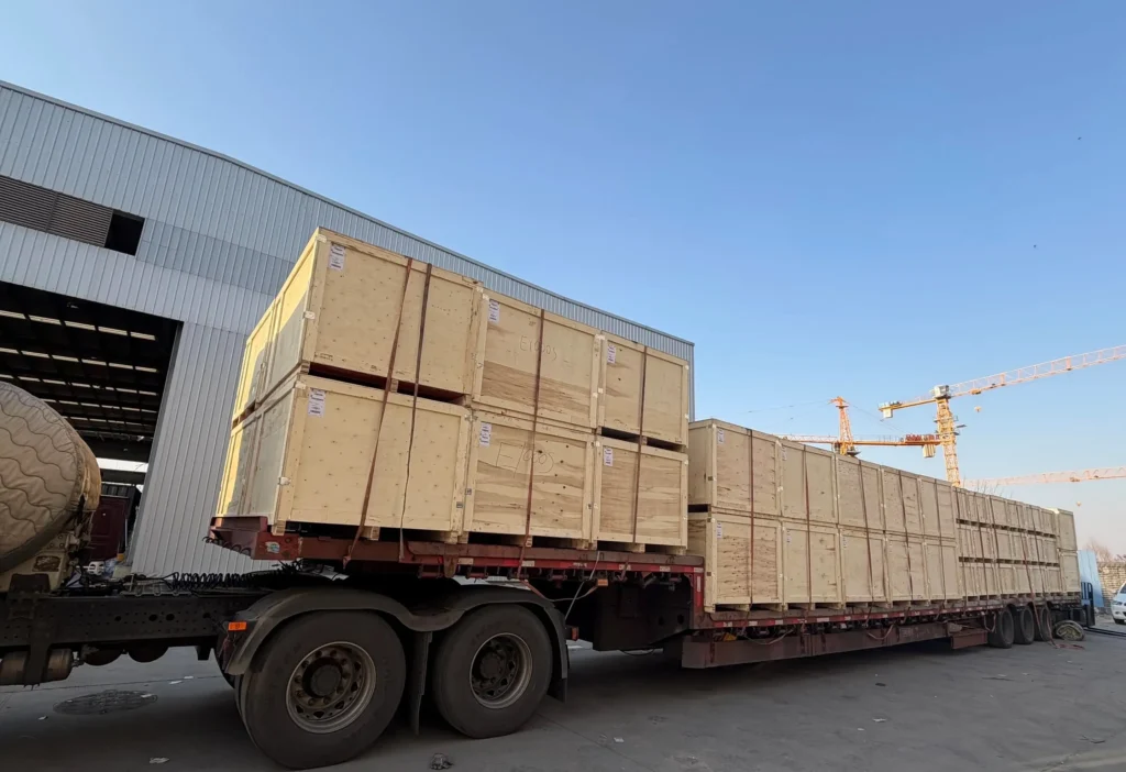 Remote control lawn mower factory loading and transportation in progress