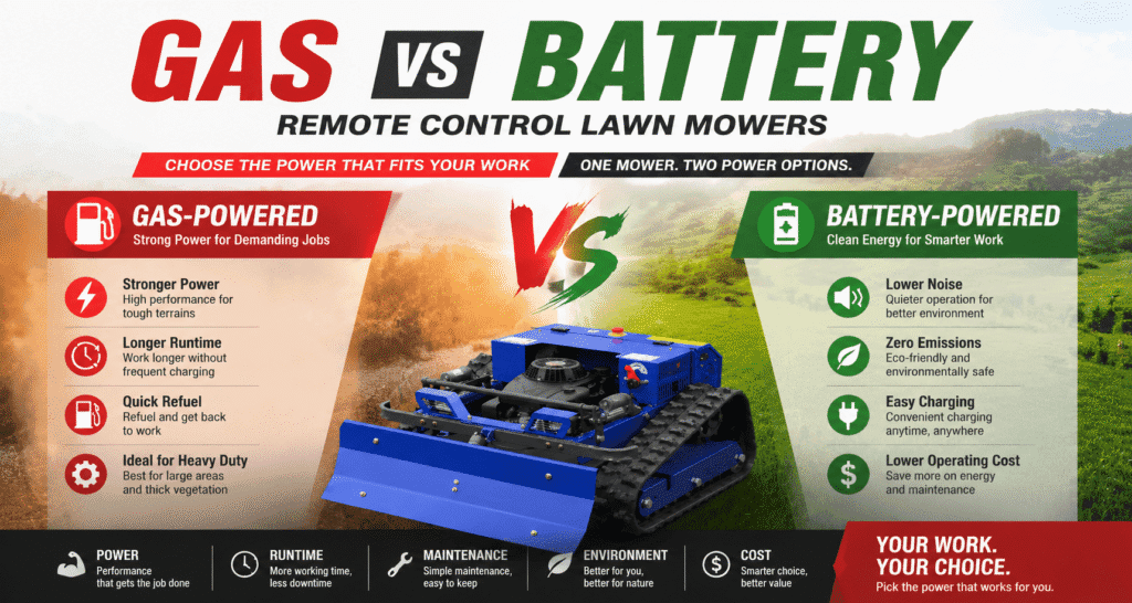 Gas Vs Battery-Powered Remote Control Lawn Mowers: Which Should You Choose in 2026?