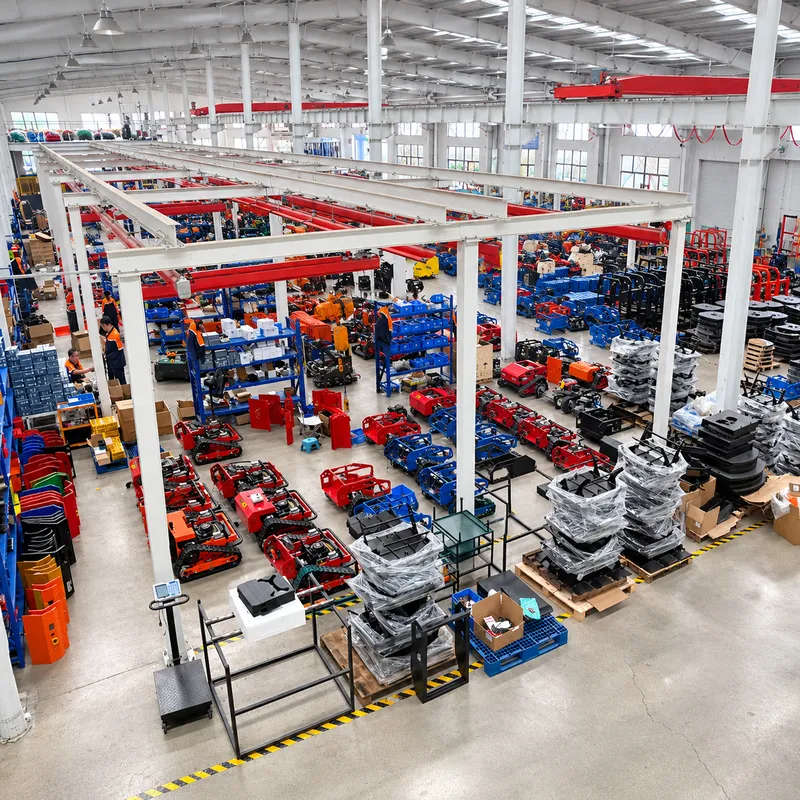 Overhead view of the equipment assembly floor