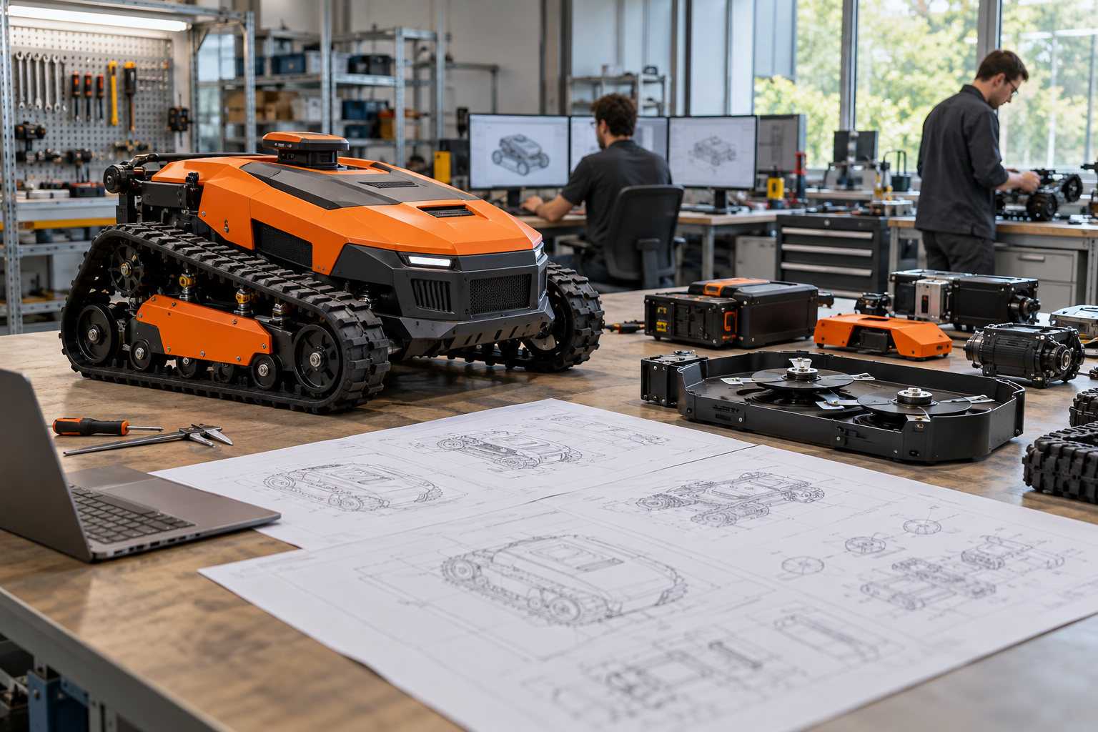 Illustrative mower engineering and design workshop