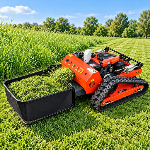 Remote control mower with grass collection attachment